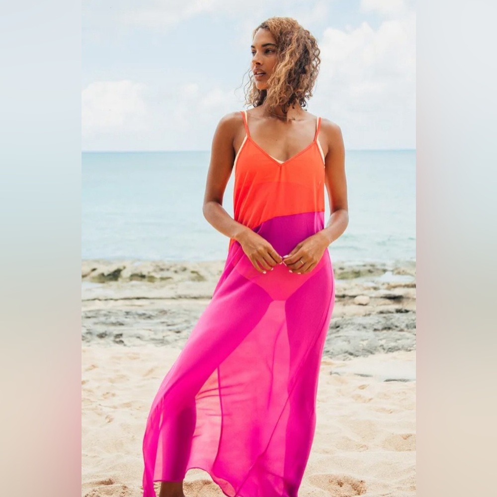 NWT Zara | Sheer Pink & Orange Cover Up Size L